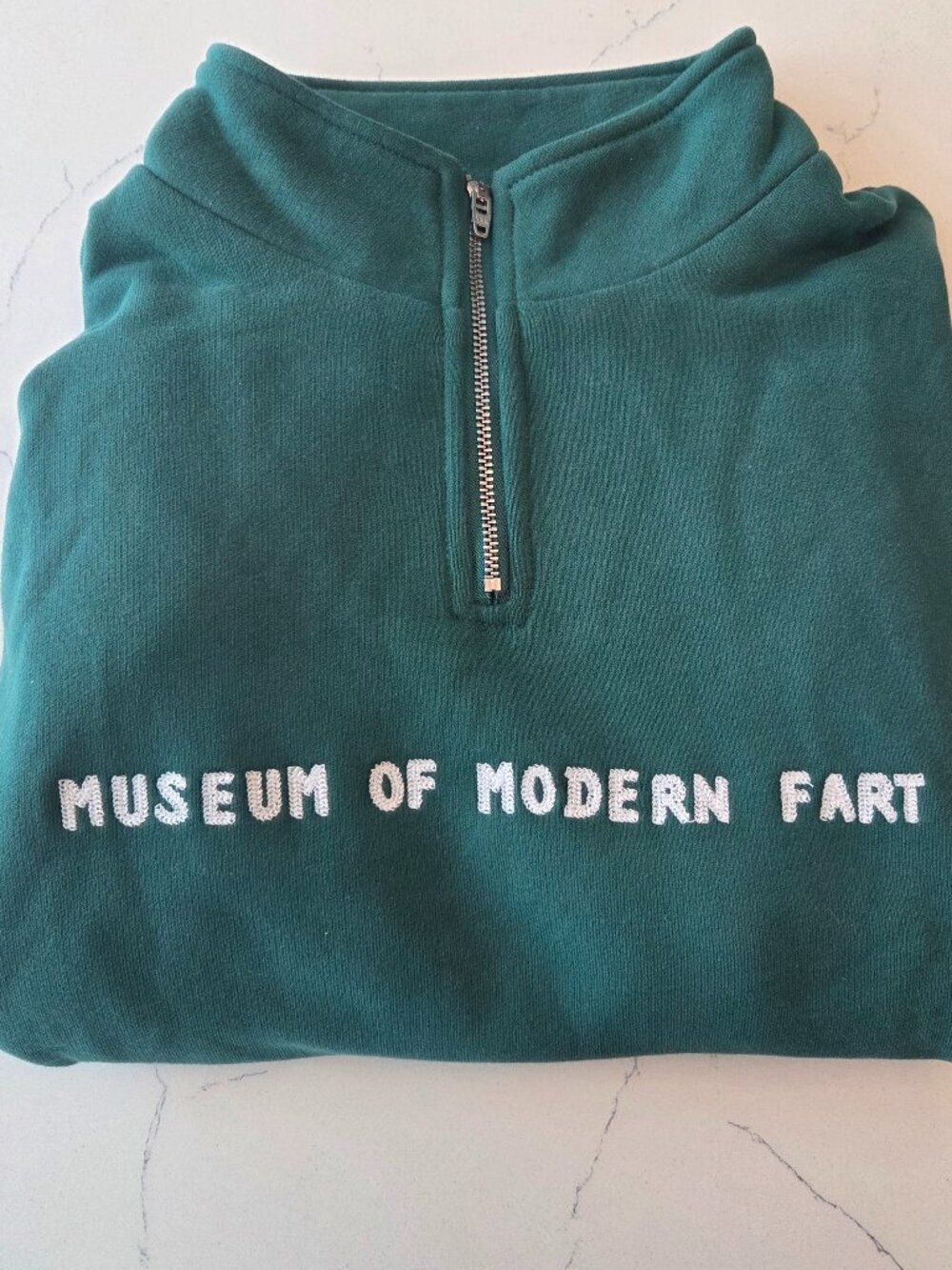 Fashion Brand Company, Musuem of Modern Fart, Cropped Quarter Zip, Green - M